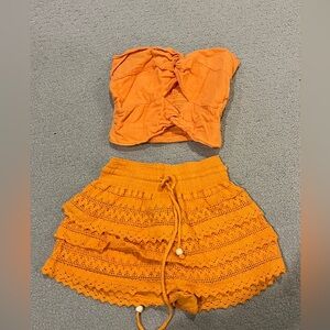 Chic Orange Skirt Set